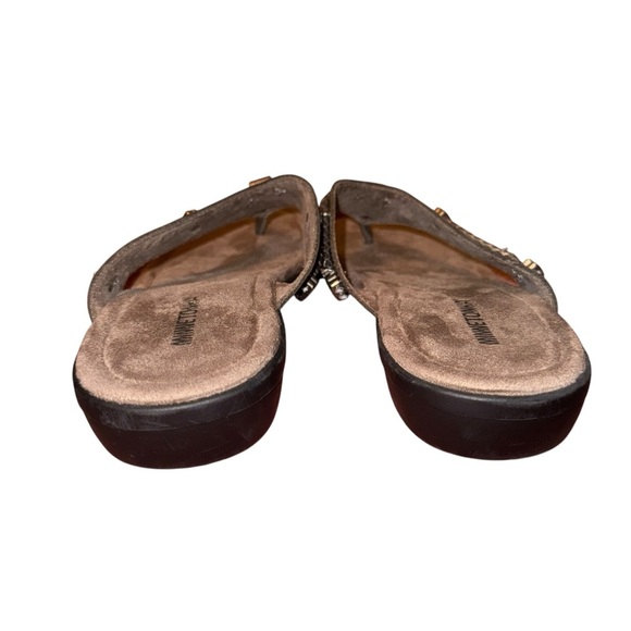 MINNETONKA Silverthorne Leather Thong Pewter Silver Flip Flops Sandals Size 11 - Picture 6 of 11